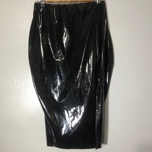 Black vinyl pencil skirt